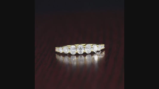 Oval and Round Cut Lab Diamond Half Eternity Wedding band