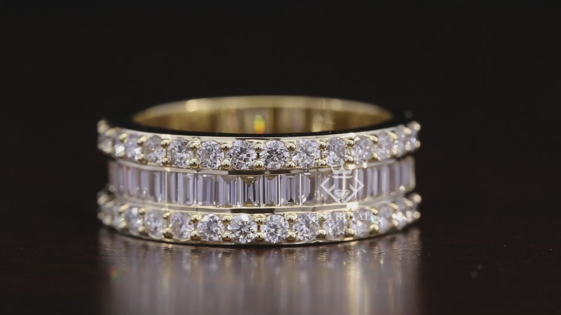 9 MM Wide Baguette & Round Moissanite Men's Wedding Band