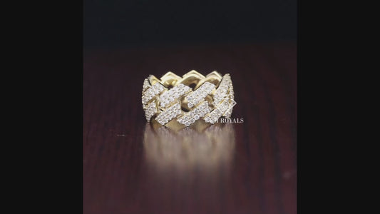 Round Cut Moissanite Miami Cuban chain link Iced out Ring