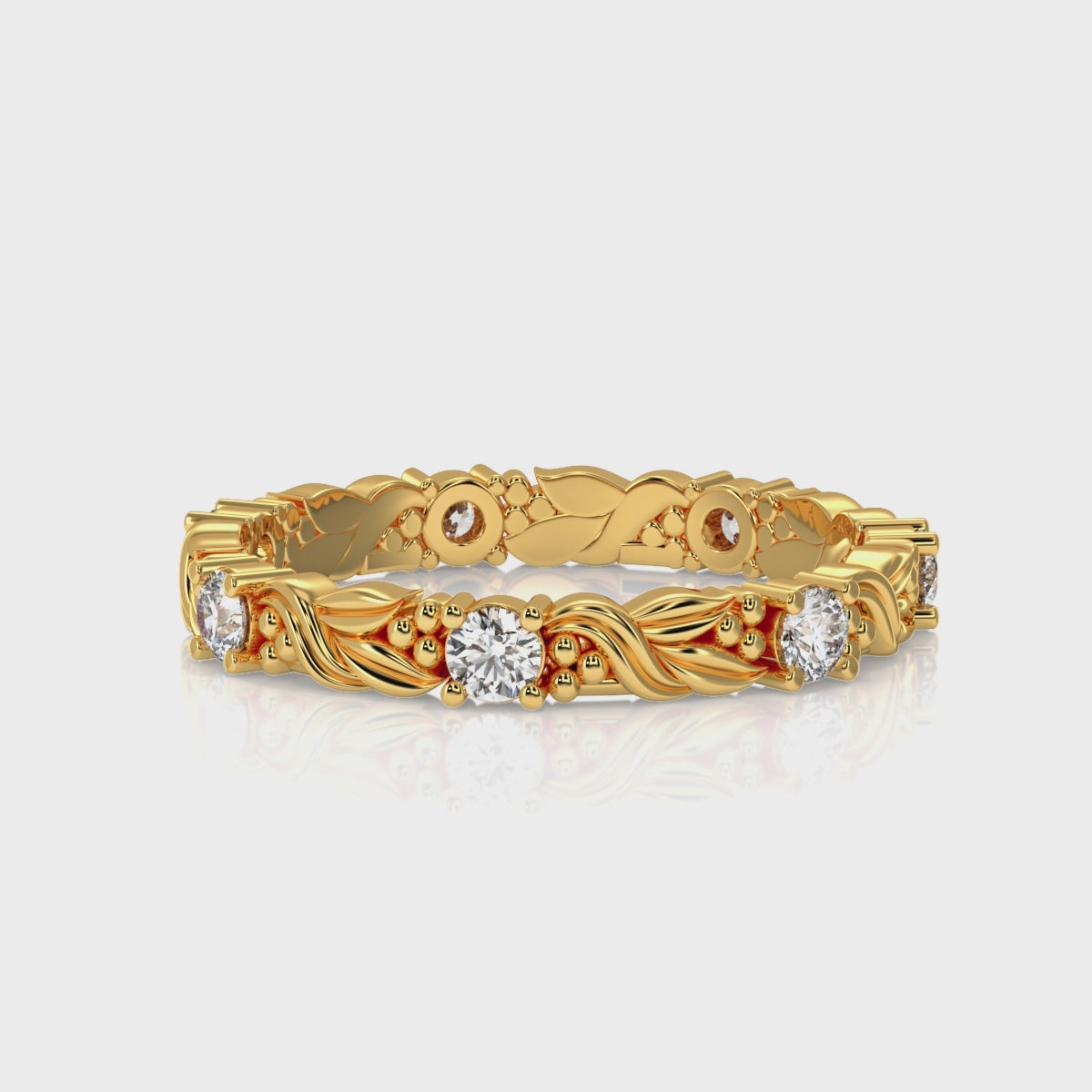 360 video of vintage nature inspired diamond wedding band