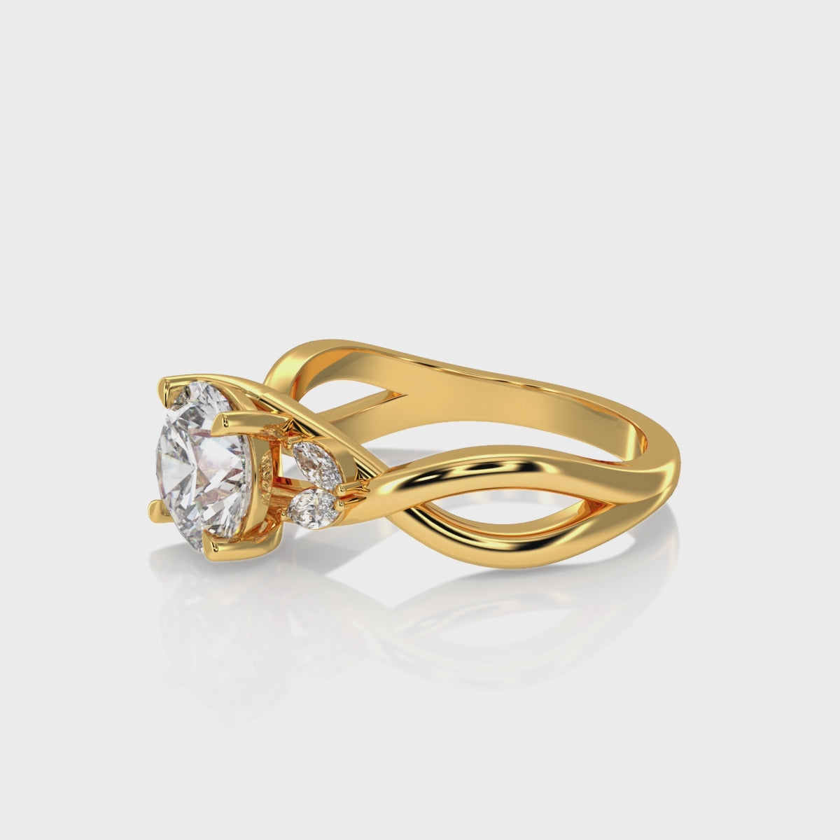 360 video of round diamond twisted shank engagement ring