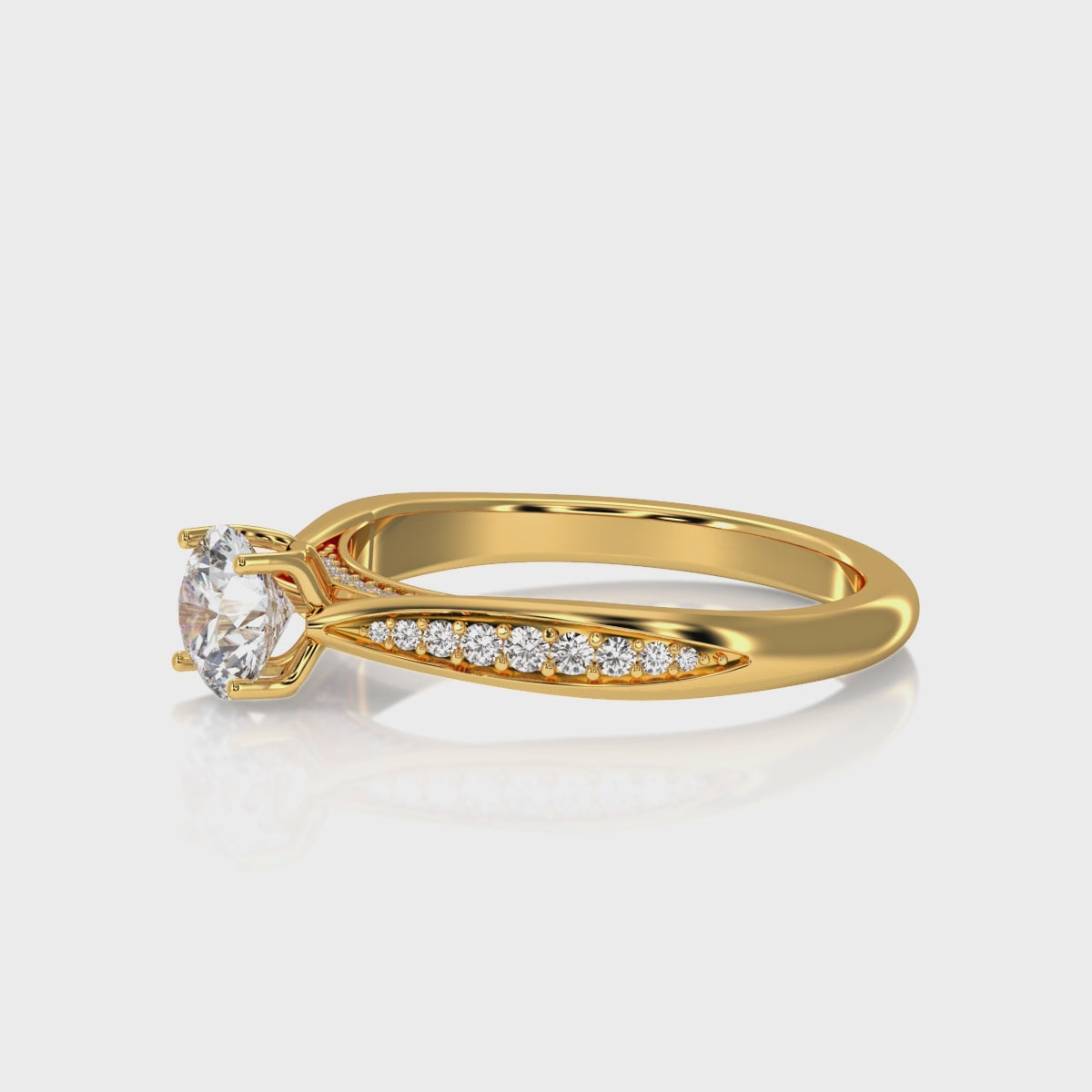 0.97 Carat Round Diamond Solitaire 14K Gold Engagement Ring For Her