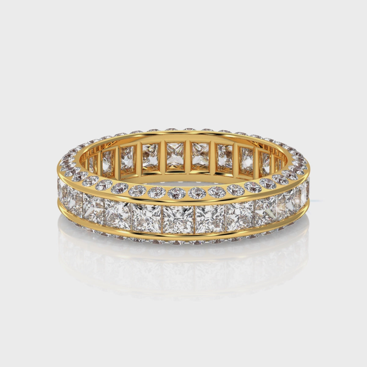 360 video of channel set princess diamond wedding band