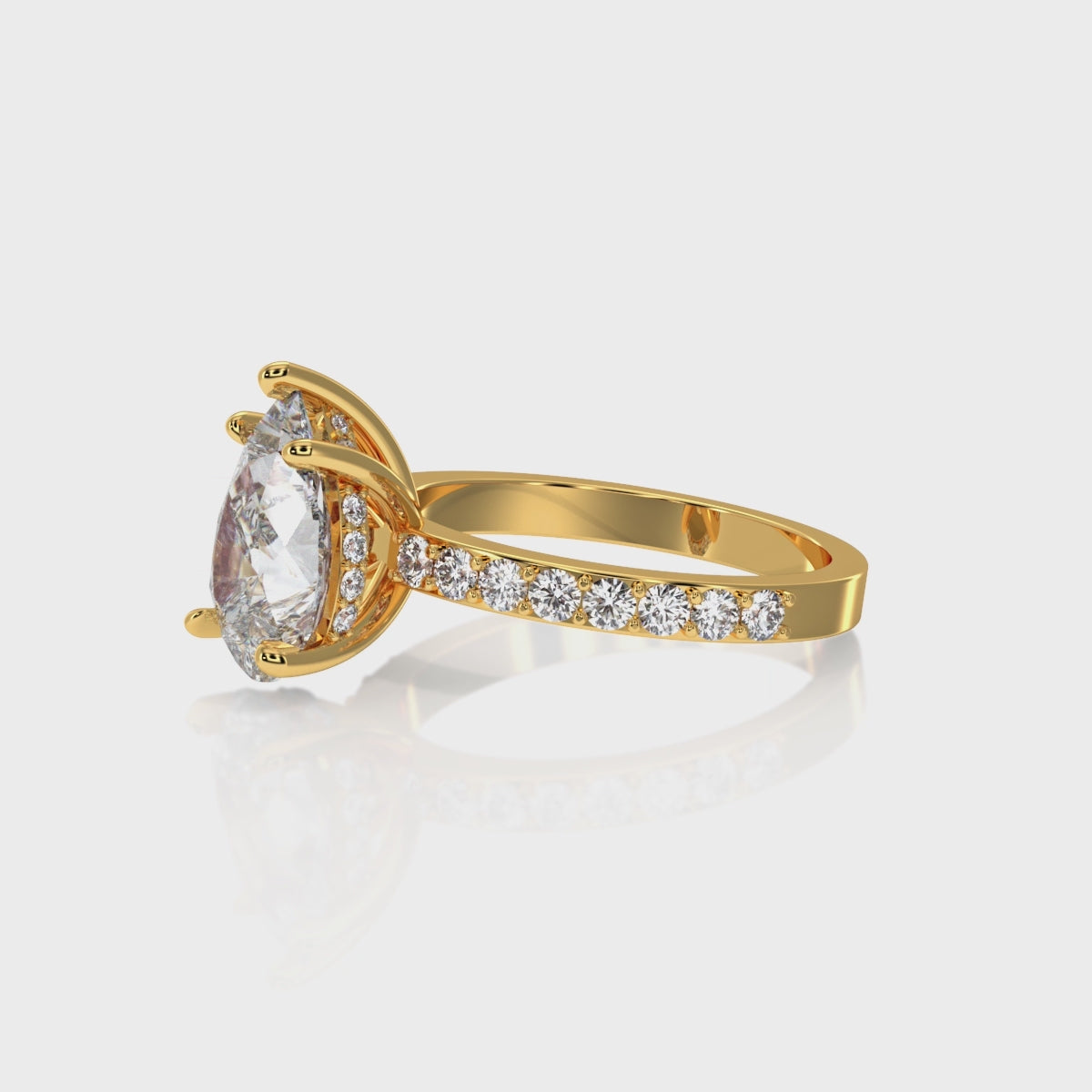 360 video of 3 carat pear shaped diamond engagement ring for women