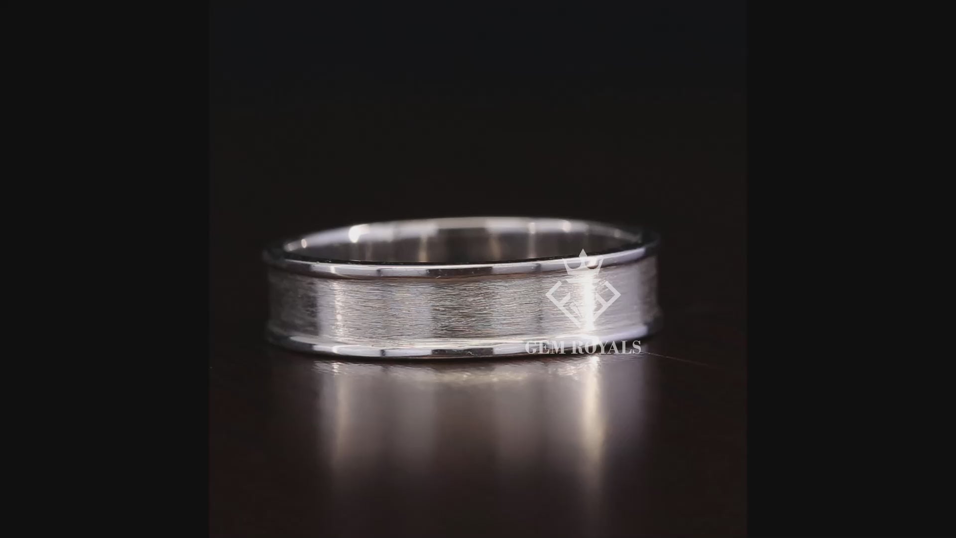 5.50MM Wide Plain Brushed Solid Gold Mens Wedding Band