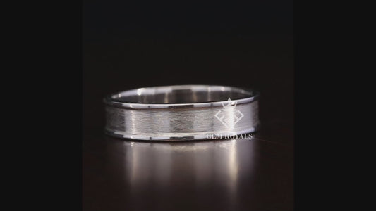 5.50MM Wide Plain Brushed Solid Gold Mens Wedding Band