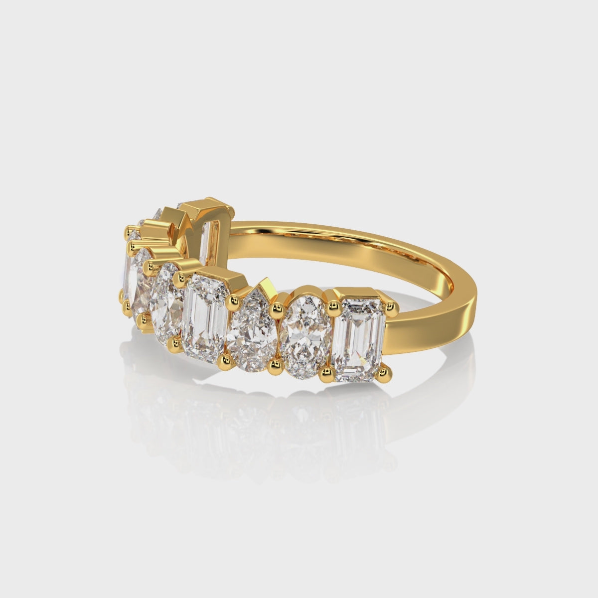 360 video of multi shaped diamond wedding band for women