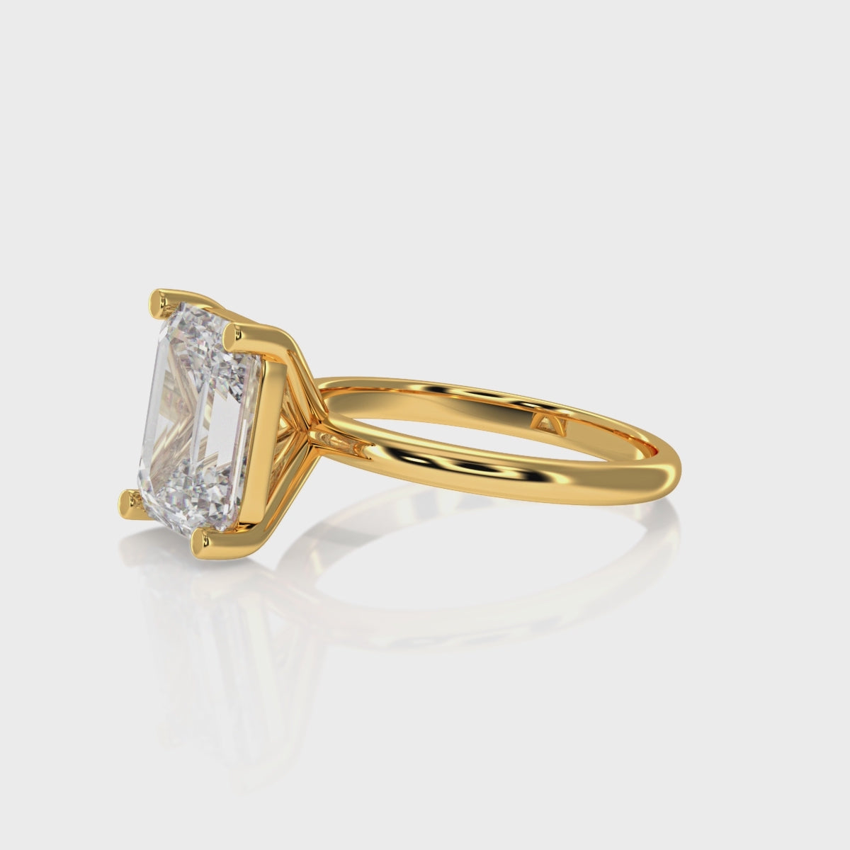 360 video of emerald cut solitaire diamond engagement ring