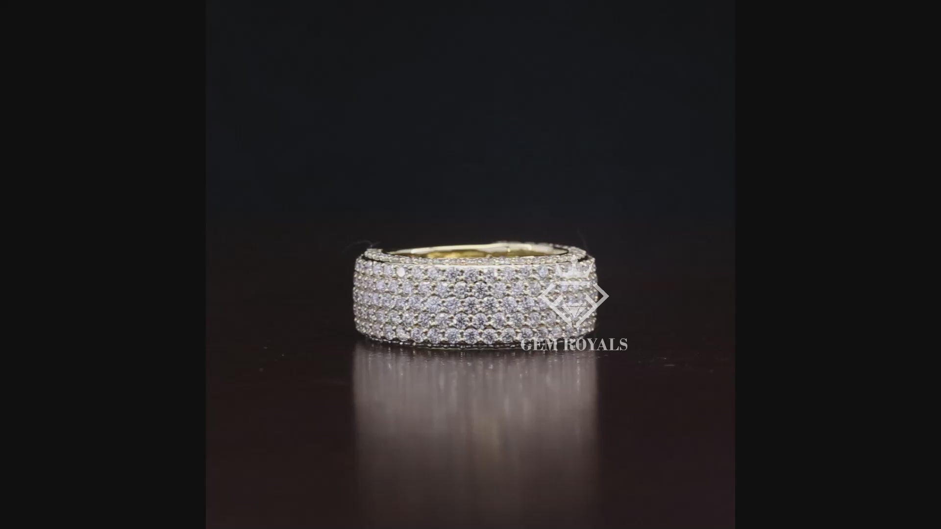 9 MM Wide Pave Set Round Moissanite Men's Wedding Band