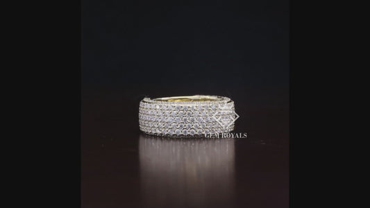 9 MM Wide Pave Set Round Moissanite Men's Wedding Band