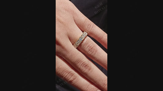 Vintage style Oval and Round cut Lab Diamond Wedding Band