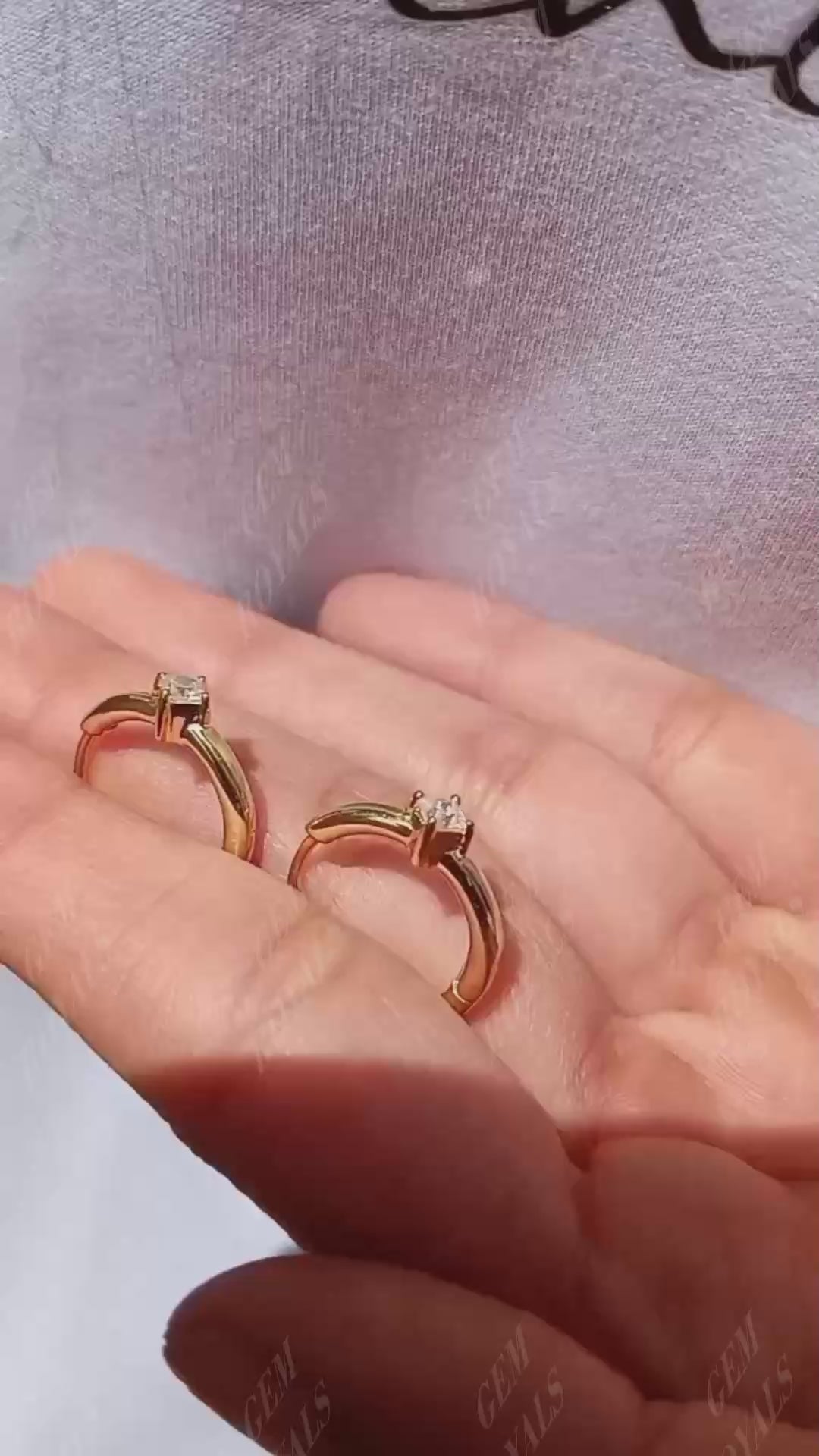 Minimalist Princess Cut Solitaire Moissanite Hoop Earrings For Her