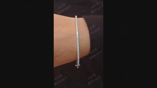 Pave Set Round Moissanite Tennis Bangle Bracelet