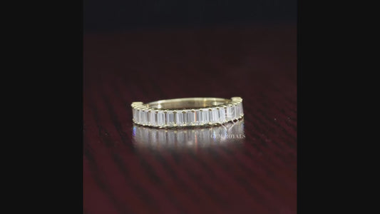 Lab Grown Diamond Baguette Cut Half Eternity Wedding Band