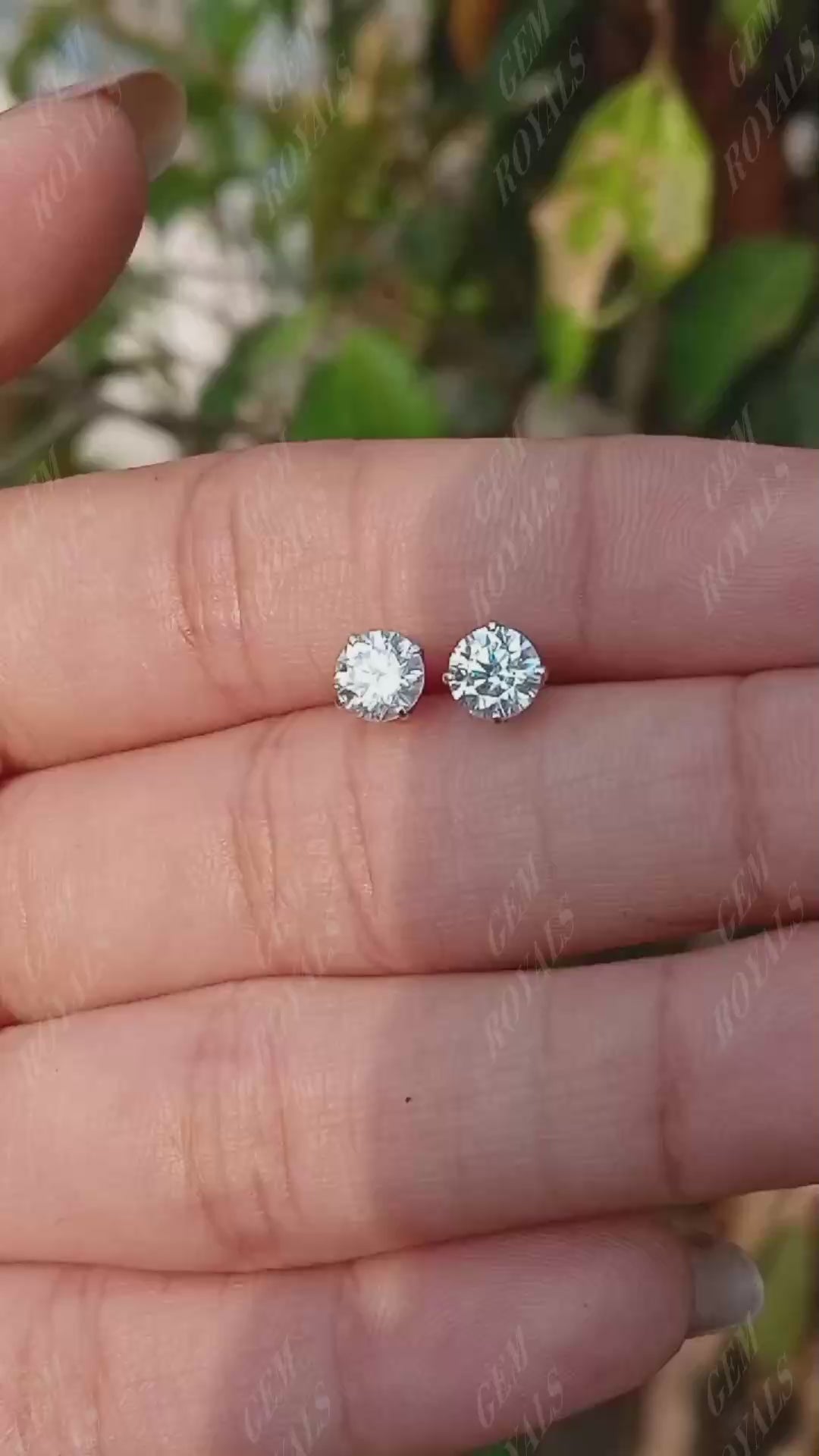 Round Moissanite Solitaire Stud Earrings Push back Studs