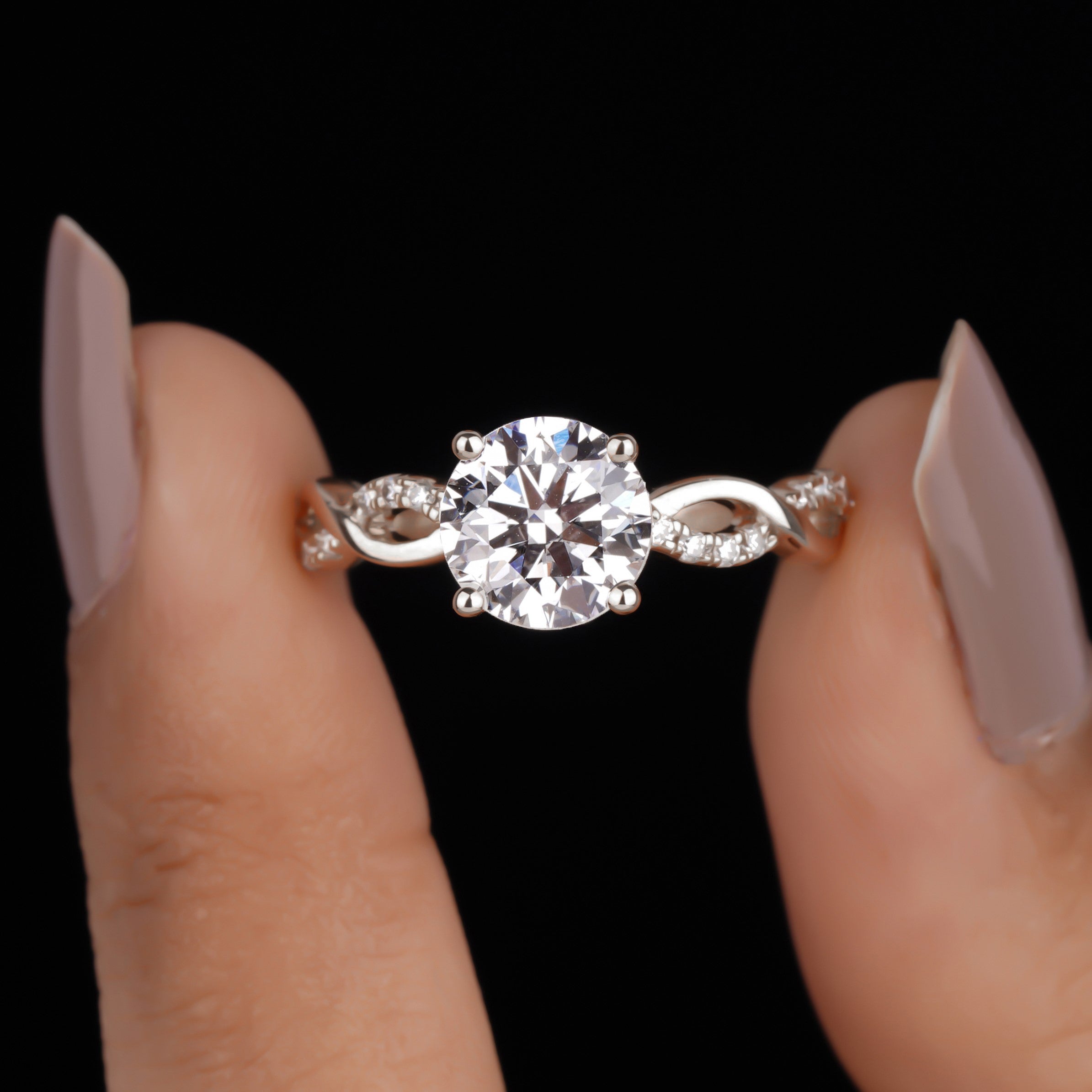 Round Cut Lab Grown Diamond Split Shank Engagement Ring