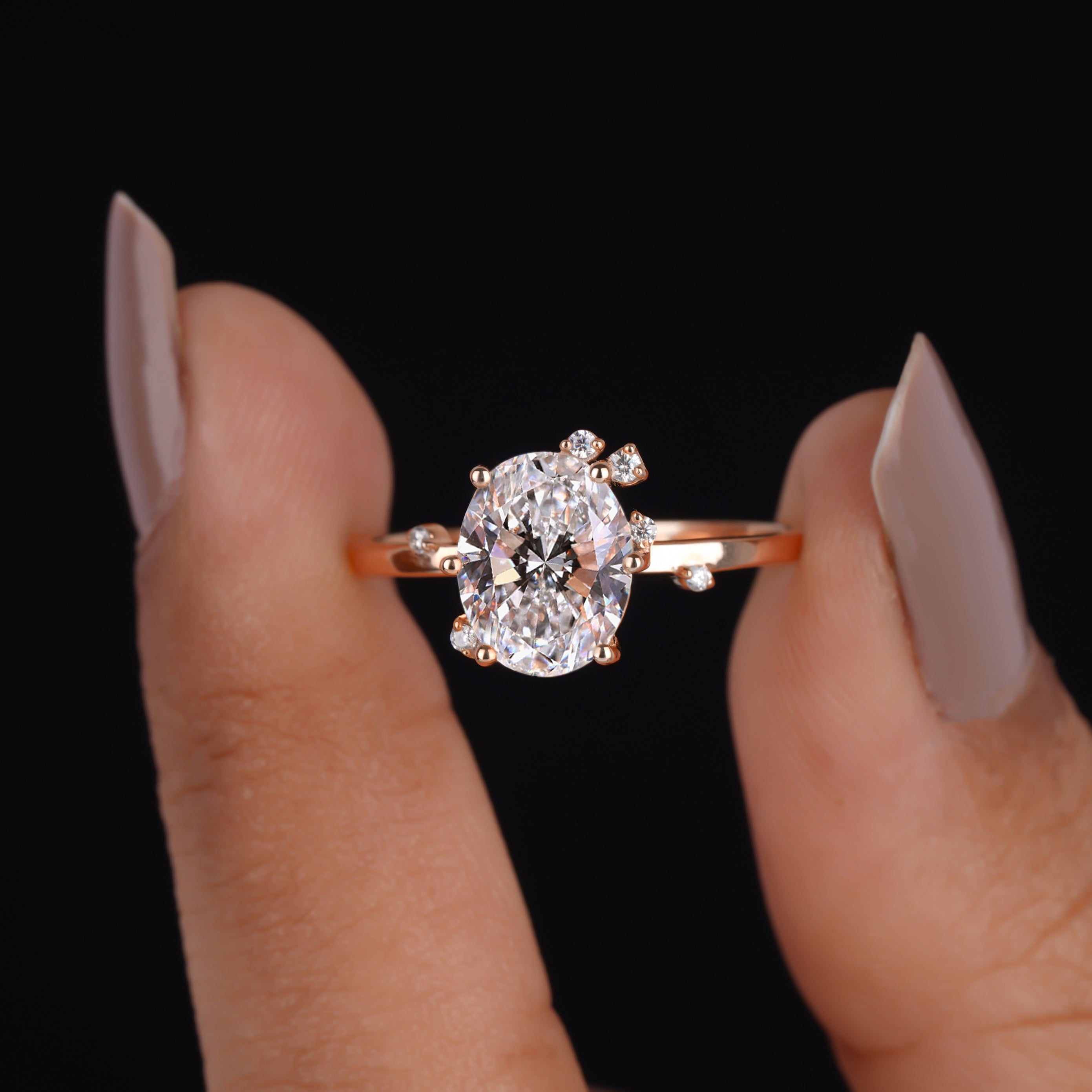 Dainty Oval Cut Lab Grown Diamond Solitaire Engagement Ring